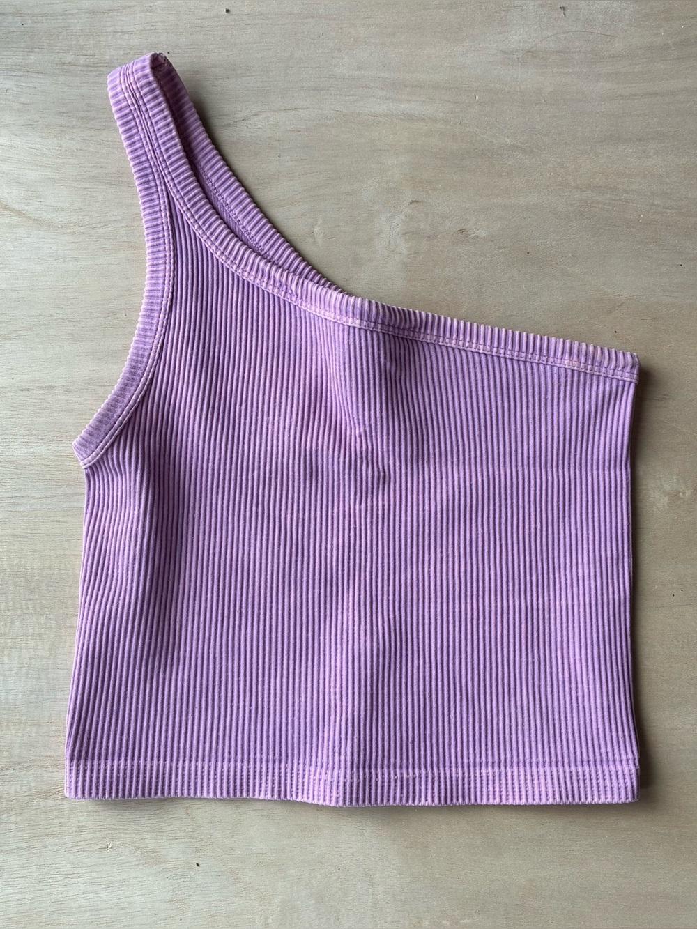 Ladies Nikibiki One Shoulder Crop Ribbed Tank Acid Wash Pink Mauve
One-Size